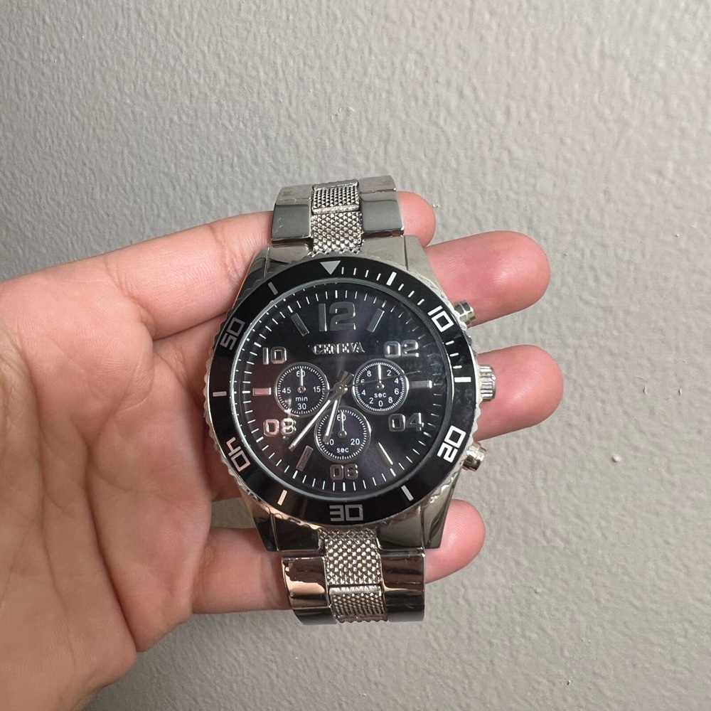 Very classy silver and black watch